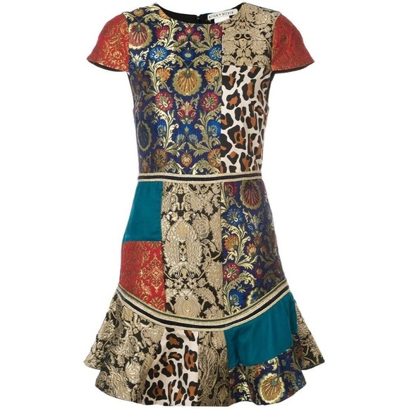 NWT. $595 Alice + Olivia Rapunzel Patchwork Dress Sz 4 - Picture 6 of 14